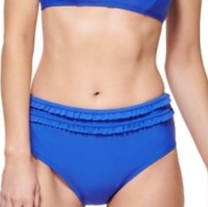 Tommy Hilfiger Ruffle High Waist Bikini Bottom Provence Blue M